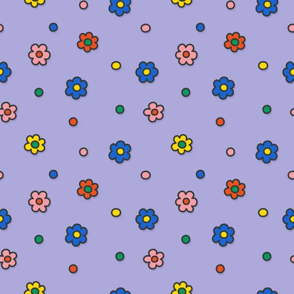 colorful flowers on purple seamless pattern Gift Wrap background wallpaper