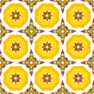 Tayland filigran sarı çiçek dekorasyonu pürüzsüz desenli hediye paketi duvar kağıdı vektörü