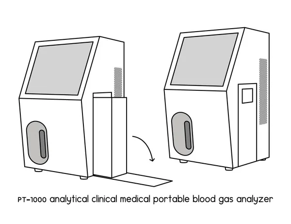 Analytické Lékařské Přenosné Krevní Plynové Schéma Pro Laboratorní Obrysovou Ilustraci — Stockový vektor