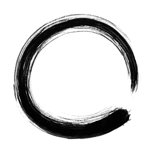 Enso Zen Cirkel Hand Borste Bläck Svart Vektor Illustration — Stock vektor