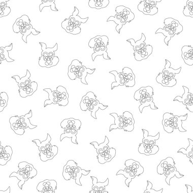 Tavşan suratlı şirin çizgi film tavşanı. Kusursuz bir geçmişi var. Vektör çizimi. Beyaz ve siyah arkaplan.