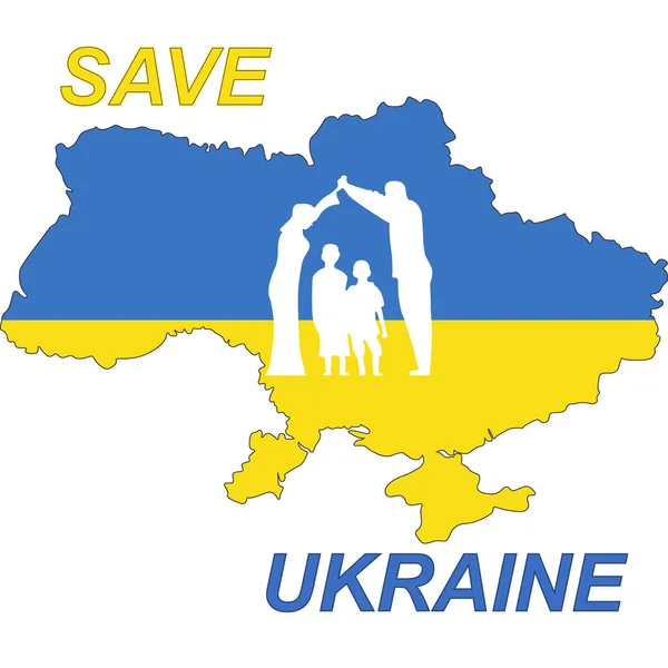 Vector Illustration Flag Incorporated Map Ukraine Family Silhouette Ukraine — Image vectorielle