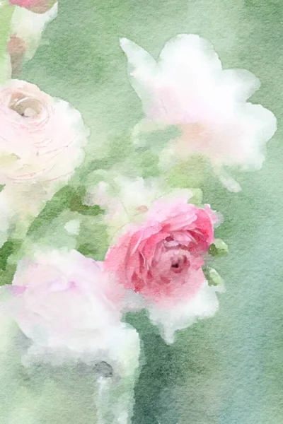 Ніжний Квітковий Акварельний Живопис Крупним Планом Квітковий Букет — стокове фото