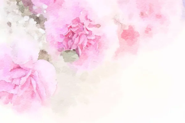 Романтичний Квітковий Акварельний Живопис Крупним Планом Рожевих Півоній — стокове фото