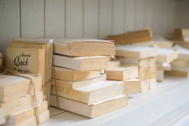 old book close up on Bookcase