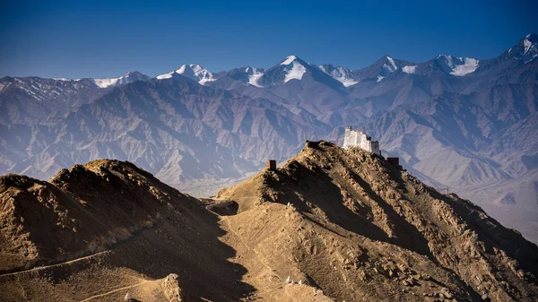 Namgyal Tsemo Gompa Leh Ladakh India Snow Mountain Background — Stockfoto
