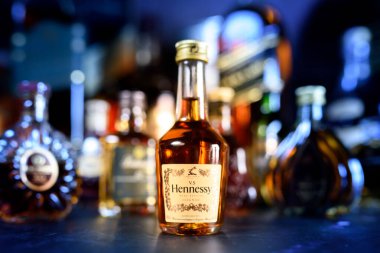 Bangkok Thailand - Aug 17, 2022 : Bottle of Hennessy, a brand of famous cognac from Cognac, France