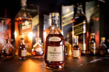 Bangkok Thailand - Aug 17, 2022 : Bottle of Hennessy, a brand of famous cognac from Cognac, France