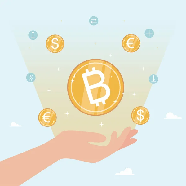 Framtiden För Bitcoins Och Cryptocurrencies Investeringsmöjligheter Eller Alternativa Finansiella Tillgångar — Stock vektor
