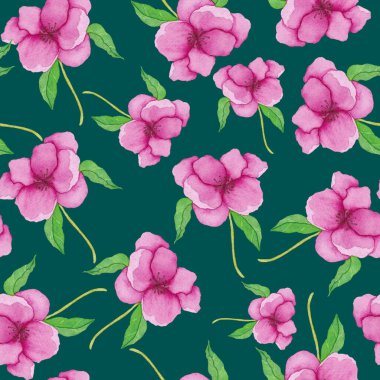 Çiçeklerle suluboya kusursuz desen. Klasik çiçek desenleri. Çiçeksiz desen. Botanik sanatı. Çiçek botanik koleksiyonu. Çiçek seti. Suluboya botanik tasarımı.