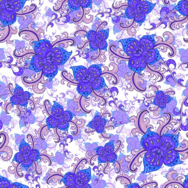 Suluboya desensiz, folky çiçekli ve yapraklı, etnik tarzda. Çiçek süsleme. Geleneksel şal deseni. Tekstil tasarım dokusu. Kabilesel etnik klasik dikişsiz model..