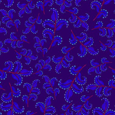 Suluboya desensiz, folky çiçekli ve yapraklı, etnik tarzda. Çiçek süsleme. Geleneksel şal deseni. Tekstil tasarım dokusu. Kabilesel etnik klasik dikişsiz model..