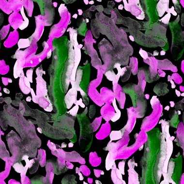 Suluboya, soyut, kusursuz desen. Parlak el yapımı elementlerle yaratıcı doku. Soyut renkli yazdırma.