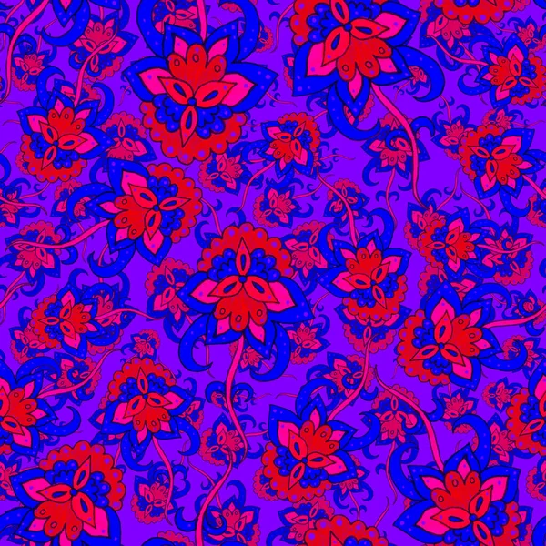 Υδατογραφία Αδιάλειπτη Μοτίβο Folky Λουλούδια Και Φύλλα Εθνοτικό Στυλ Floral — Φωτογραφία Αρχείου