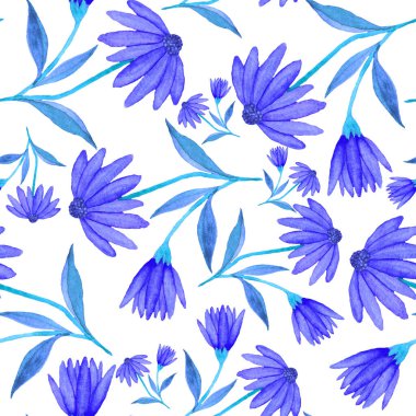 Çiçeklerle suluboya kusursuz desen. Klasik çiçek desenleri. Çiçeksiz desen. Botanik sanatı. Çiçek botanik koleksiyonu. Çiçek seti. Suluboya botanik tasarımı.