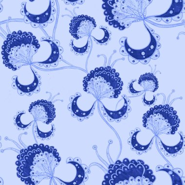 Suluboya desensiz, folky çiçekli ve yapraklı, etnik tarzda. Çiçek süsleme. Geleneksel şal deseni. Tekstil tasarım dokusu. Kabilesel etnik klasik dikişsiz model..