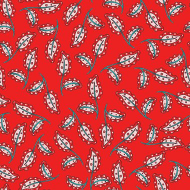 Suluboya desensiz, folky çiçekli ve yapraklı, etnik tarzda. Çiçek süsleme. Geleneksel şal deseni. Tekstil tasarım dokusu. Kabilesel etnik klasik dikişsiz model..