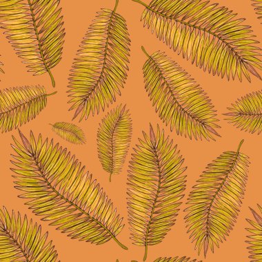 Tropikal yapraklarla suluboya kusursuz desen. Elle çizilmiş egzotik bitkilerle çok güzel bir iz. Mayo botanik tasarımı.