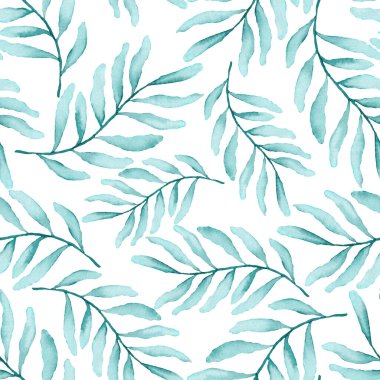 Vintage yapraklı suluboya desenli. Dekoratif tasarım için renkli yaprakları olan güzel bir botanik baskısı. Parlak bahar ya da yaz arkaplanı. Klasik düğün dekoru. Tekstil tasarımı.