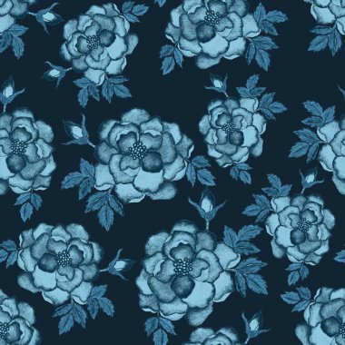 Çiçeklerle suluboya kusursuz desen. Klasik çiçek desenleri. Çiçeksiz desen. Botanik sanatı. Çiçek botanik koleksiyonu. Çiçek seti. Suluboya botanik tasarımı.