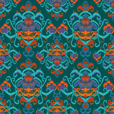 Renkli örgü desenli, klasik tarzda. Zarif bir etnik köken. El çizimi doğu sanatı. Kusursuz geometrik bağ dokusu.