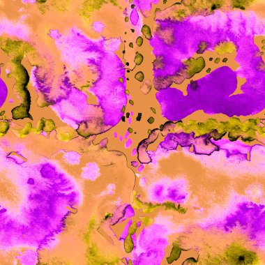 Suluboya, soyut, kusursuz desen. Parlak el yapımı elementlerle yaratıcı doku. Soyut renkli yazdırma.