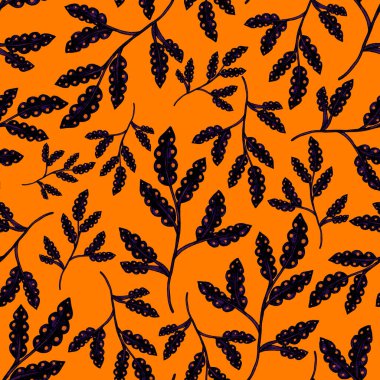 Suluboya desensiz, folky çiçekli ve yapraklı, etnik tarzda. Çiçek süsleme. Geleneksel şal deseni. Tekstil tasarım dokusu. Kabilesel etnik klasik dikişsiz model..