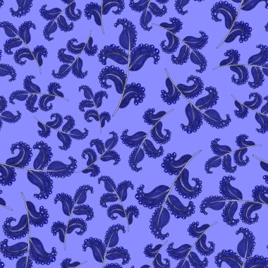 Suluboya desensiz, folky çiçekli ve yapraklı, etnik tarzda. Çiçek süsleme. Geleneksel şal deseni. Tekstil tasarım dokusu. Kabilesel etnik klasik dikişsiz model..