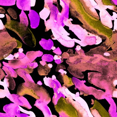 Suluboya, soyut, kusursuz desen. Parlak el yapımı elementlerle yaratıcı doku. Soyut renkli yazdırma.