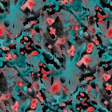 Suluboya, soyut, kusursuz desen. Parlak el yapımı elementlerle yaratıcı doku. Soyut renkli yazdırma.