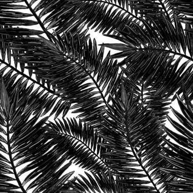 Tropikal yapraklarla suluboya kusursuz desen. Elle çizilmiş egzotik bitkilerle çok güzel bir iz. Mayo botanik tasarımı.