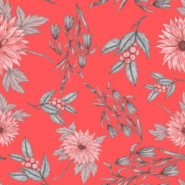 Çiçek buketli suluboya desenli. Klasik botanik çizimi. Her türlü tasarım için zarif bir dekorasyon. Renkli ve soyut çiçekli moda baskısı. Suluboya dokusu.