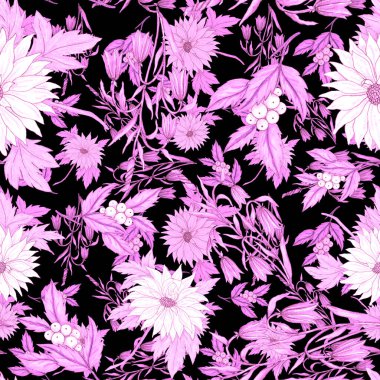 Çiçek buketli suluboya desenli. Klasik botanik çizimi. Her türlü tasarım için zarif bir dekorasyon. Renkli ve soyut çiçekli moda baskısı. Suluboya dokusu.