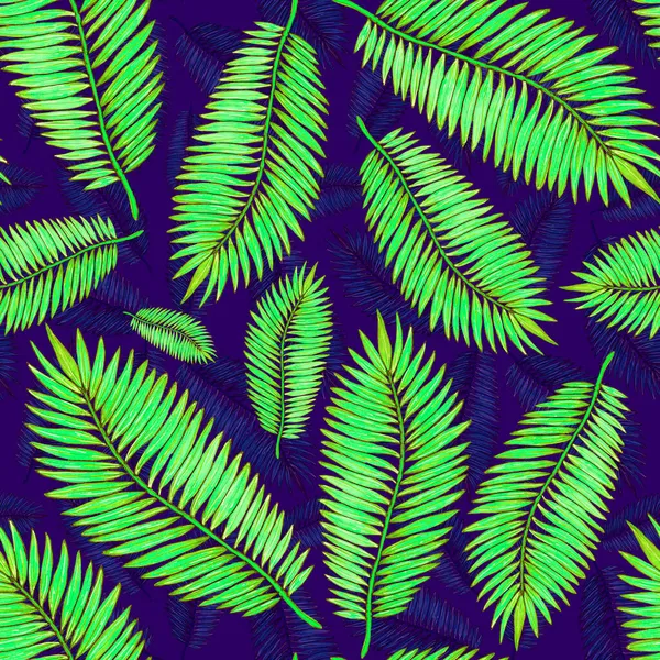 Acuarelă Model Fără Sudură Frunze Tropicale Imprimare Frumoasă Plante Exotice — Fotografie, imagine de stoc