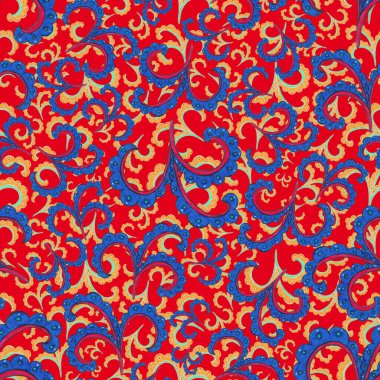 Suluboya desensiz, folky çiçekli ve yapraklı, etnik tarzda. Çiçek süsleme. Geleneksel şal deseni. Tekstil tasarım dokusu. Kabilesel etnik klasik dikişsiz model..