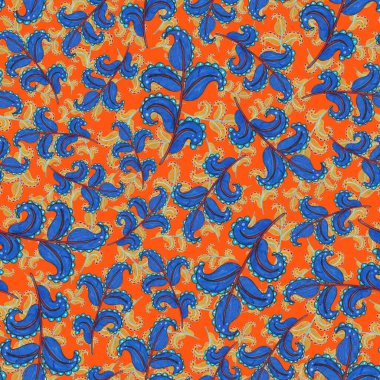 Suluboya desensiz, folky çiçekli ve yapraklı, etnik tarzda. Çiçek süsleme. Geleneksel şal deseni. Tekstil tasarım dokusu. Kabilesel etnik klasik dikişsiz model..