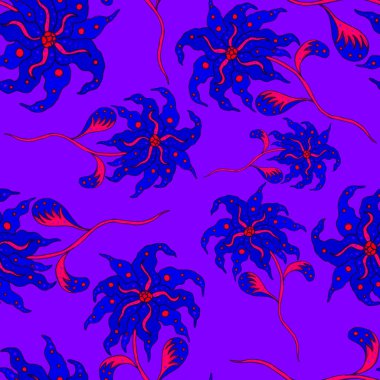 Suluboya desensiz, folky çiçekli ve yapraklı, etnik tarzda. Çiçek süsleme. Geleneksel şal deseni. Tekstil tasarım dokusu. Kabilesel etnik klasik dikişsiz model..