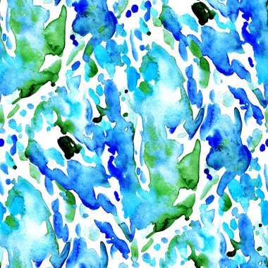 Suluboya, soyut, kusursuz desen. Parlak el yapımı elementlerle yaratıcı doku. Soyut renkli yazdırma.