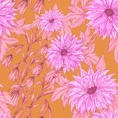 Çiçek buketli suluboya desenli. Klasik botanik çizimi. Her türlü tasarım için zarif bir dekorasyon. Renkli ve soyut çiçekli moda baskısı. Suluboya dokusu.