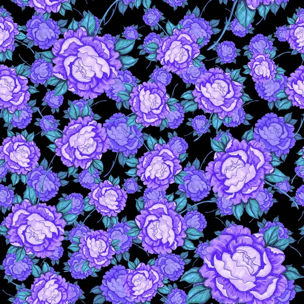 Acquerello Modello Senza Soluzione Continuità Con Mazzi Fiori Illustrazione Botanica — Foto Stock