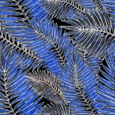 Tropikal yapraklarla suluboya kusursuz desen. Elle çizilmiş egzotik bitkilerle çok güzel bir iz. Mayo botanik tasarımı.