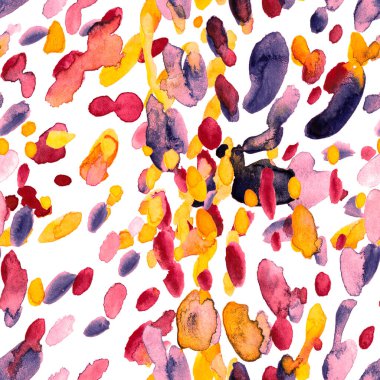 Suluboya, soyut, kusursuz desen. Parlak el yapımı elementlerle yaratıcı doku. Soyut renkli yazdırma.