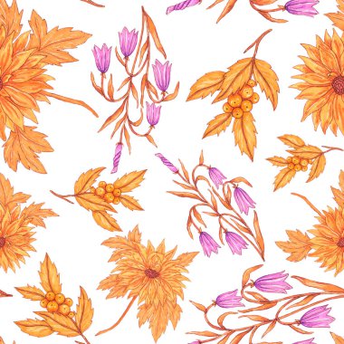 Çiçek buketli suluboya desenli. Klasik botanik çizimi. Her türlü tasarım için zarif bir dekorasyon. Renkli ve soyut çiçekli moda baskısı. Suluboya dokusu.