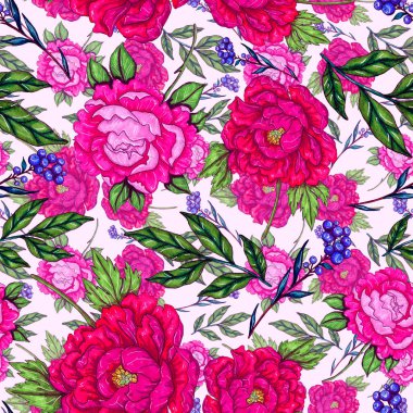 Çiçek buketli suluboya desenli. Klasik botanik çizimi. Her türlü tasarım için zarif bir dekorasyon. Renkli ve soyut çiçekli moda baskısı. Suluboya dokusu.