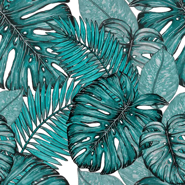 수채류가 아름다운 Allover 손으로 식물학적 설계를 — 스톡 사진