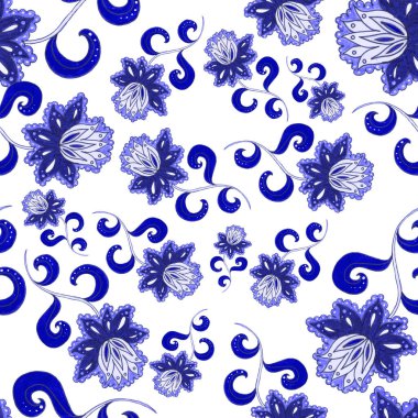 Suluboya desensiz, folky çiçekli ve yapraklı, etnik tarzda. Çiçek süsleme. Geleneksel şal deseni. Tekstil tasarım dokusu. Kabilesel etnik klasik dikişsiz model..