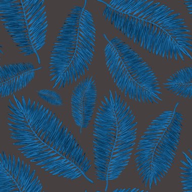 Tropikal yapraklarla suluboya kusursuz desen. Elle çizilmiş egzotik bitkilerle çok güzel bir iz. Mayo botanik tasarımı.