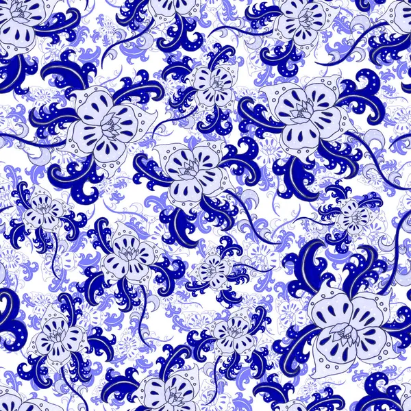 Aquarel Naadloos Patroon Met Folky Bloemen Bladeren Etnische Stijl Bloemenversiering — Stockfoto