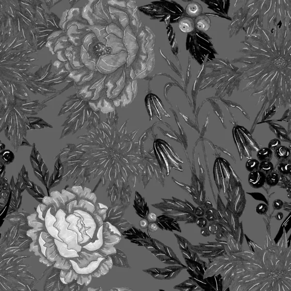 Aquarel Naadloos Patroon Met Bloemen Boeketten Vintage Botanische Illustratie Elegante — Stockfoto