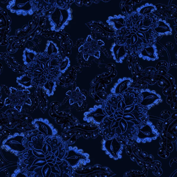 Aquarell Nahtloses Muster Mit Volkstümlichen Blüten Und Blättern Ethnischen Stil — Stockfoto